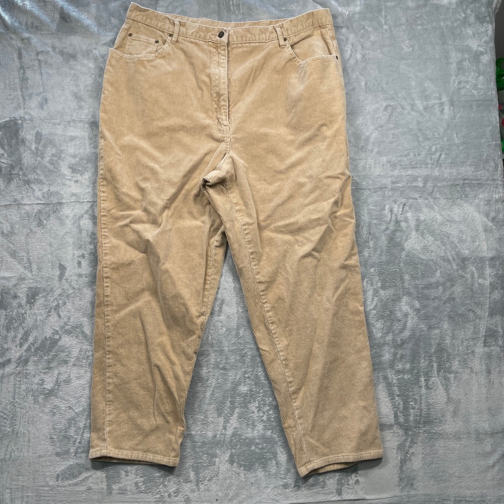 Newport News Easy Style Womens Tan Corduroy Pants Y2K Style Size 22W